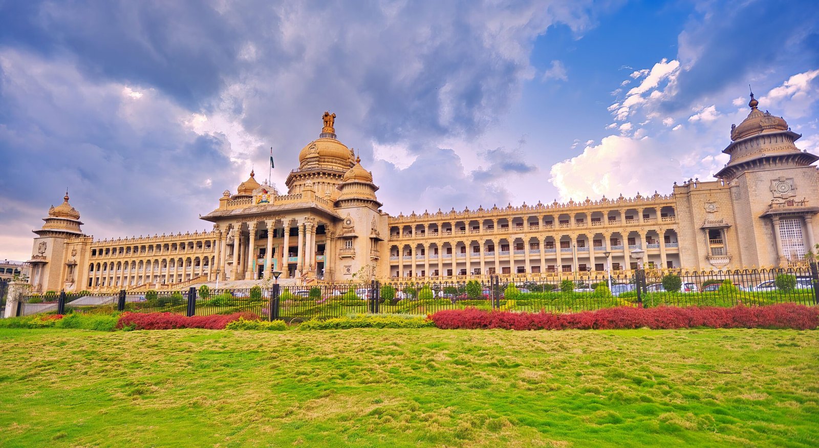 Vidhana Soudha in Bangalore, India, is the seat of the state legislature of Karnataka.
